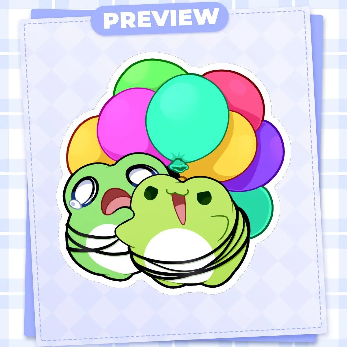 Birthday Frogs - Matte Vinyl Sticker 3"