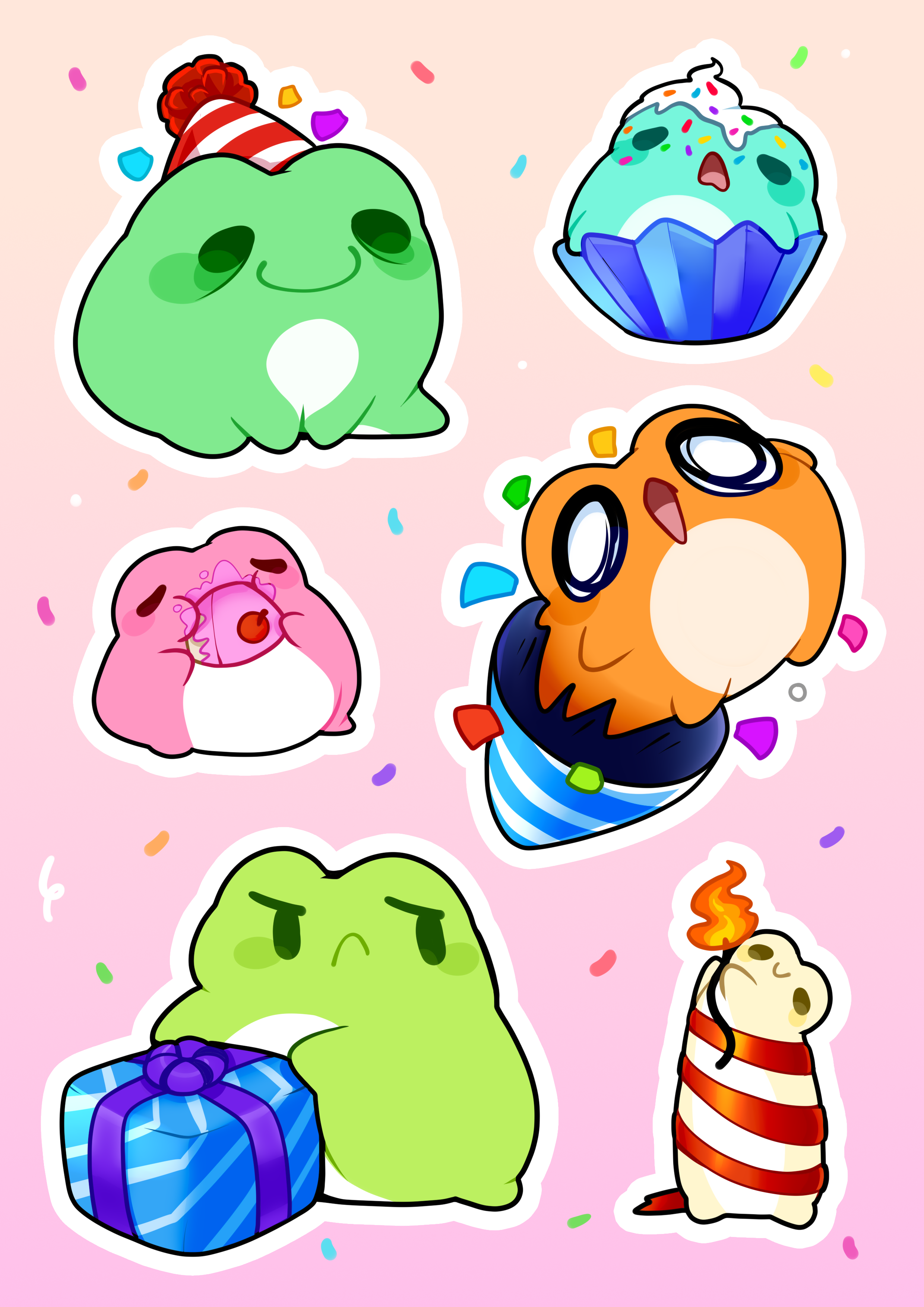Birthday Froggies - Silly Set - A5 Sticker Sheet