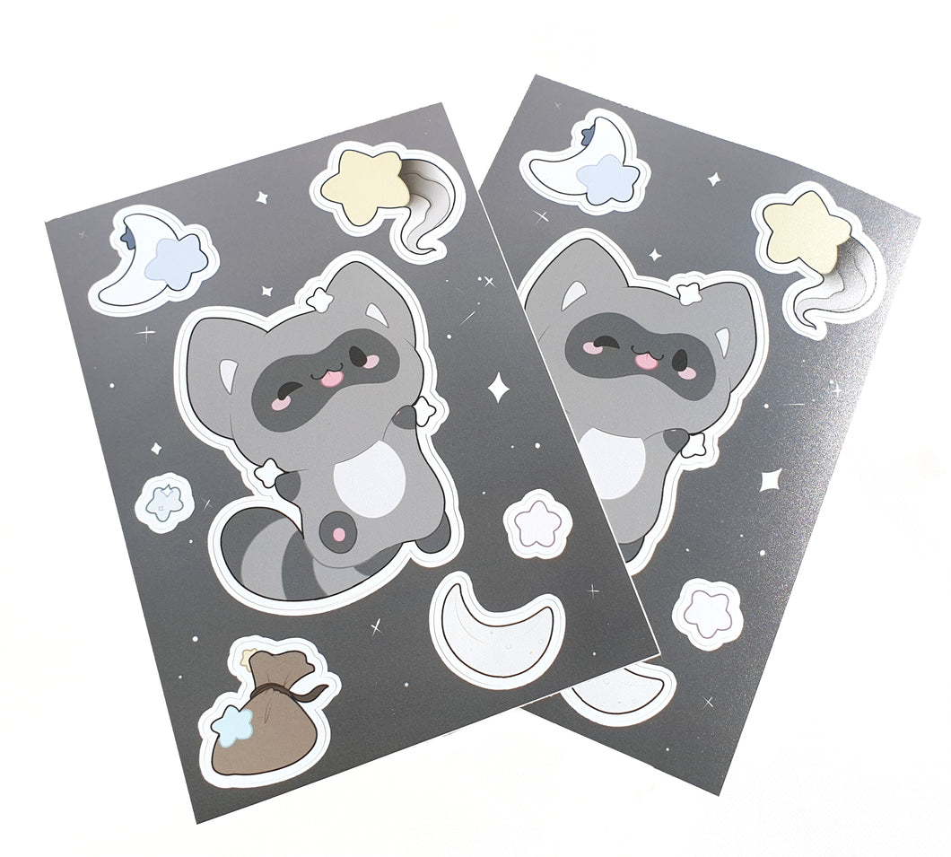 Sticker Sheet - Black and White Racoon