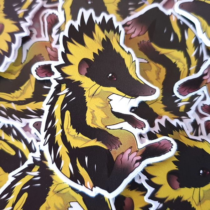 Lowland Streaked Tenrec - Matte Vinyl Sticker