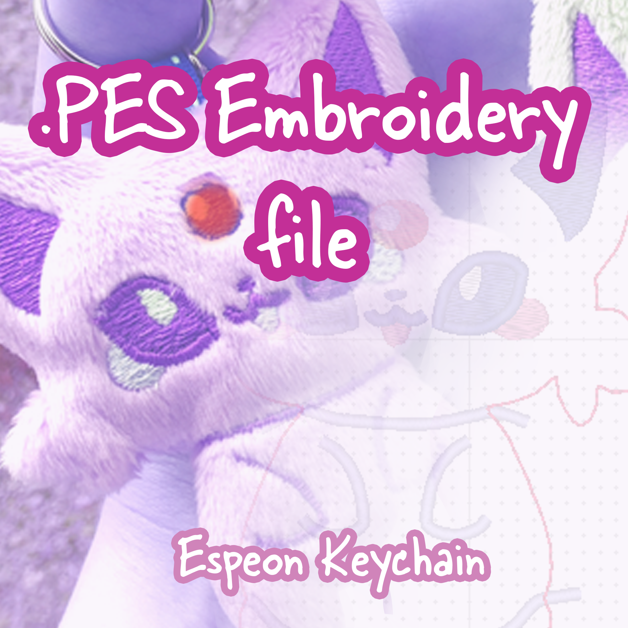 PES Keychain Embroidery File - EnergyCat
