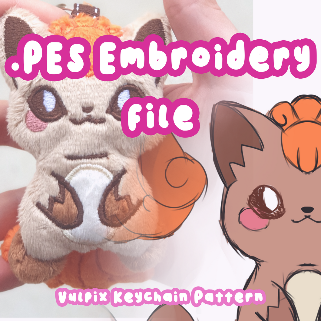 PES keychain Embroidery File - Fox