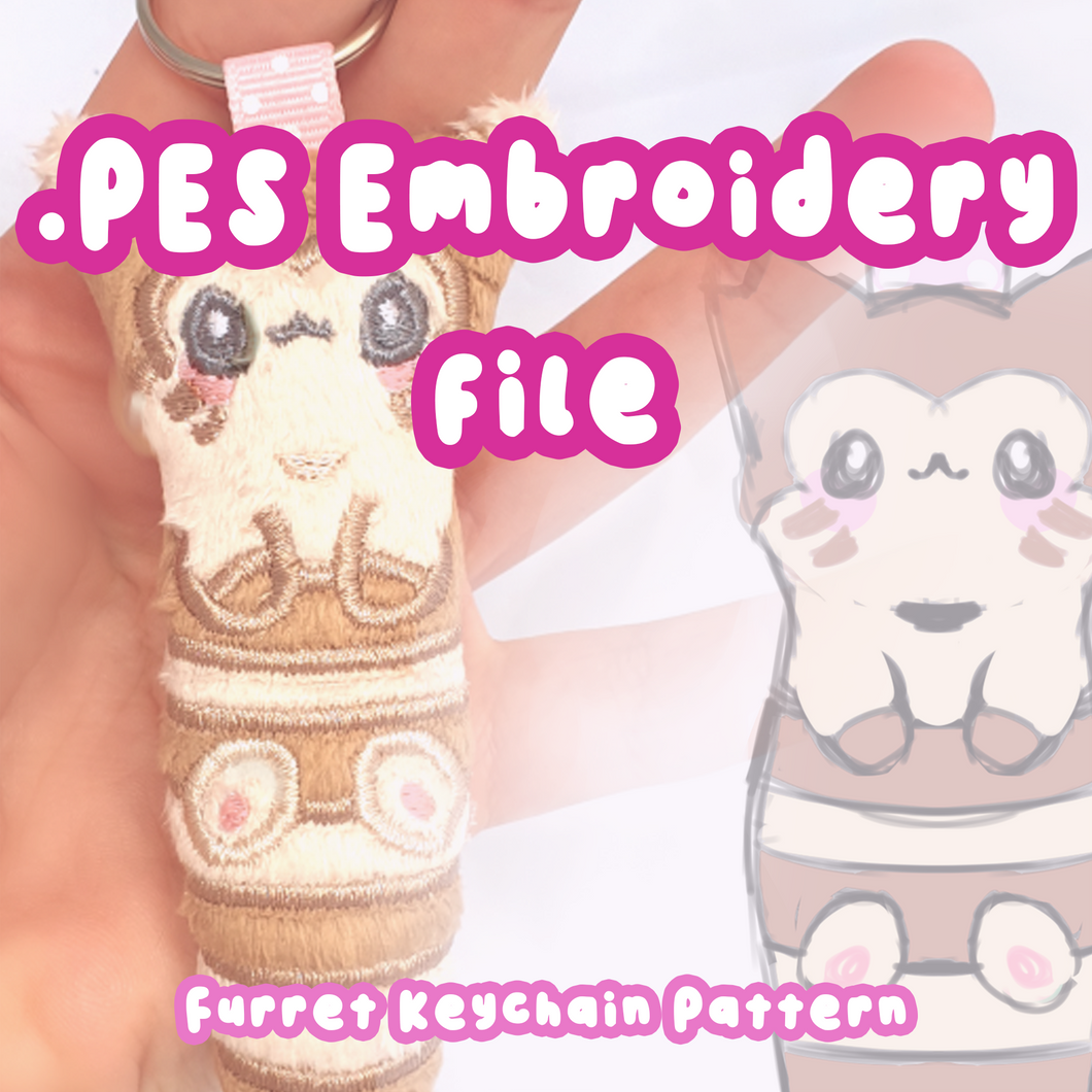 PES Keychain Embroidery File - furret