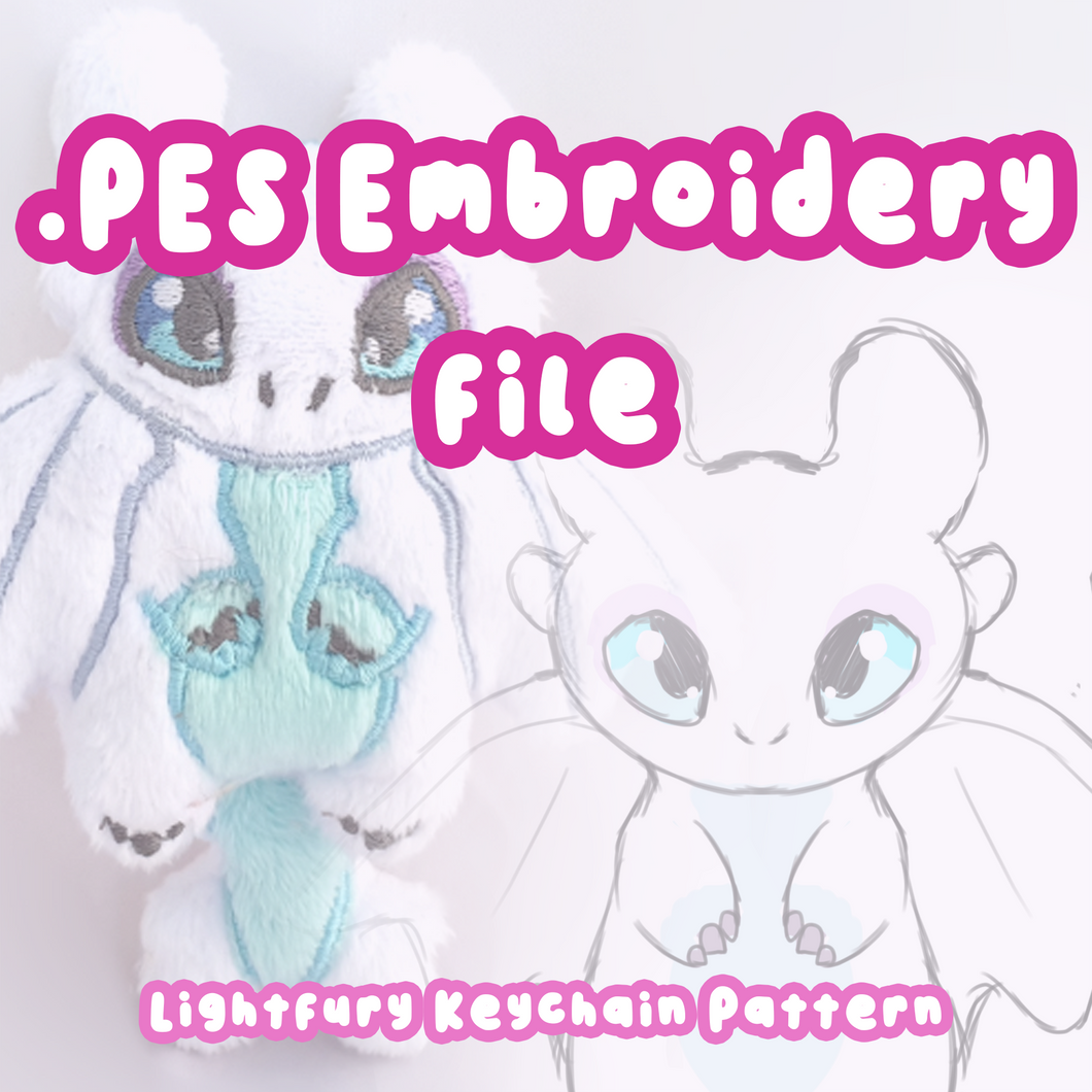 PES Keychain Embroidery File - Lightfury