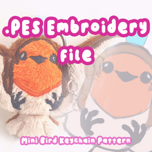 Load image into Gallery viewer, PES Keychain Embroidery File - Bird
