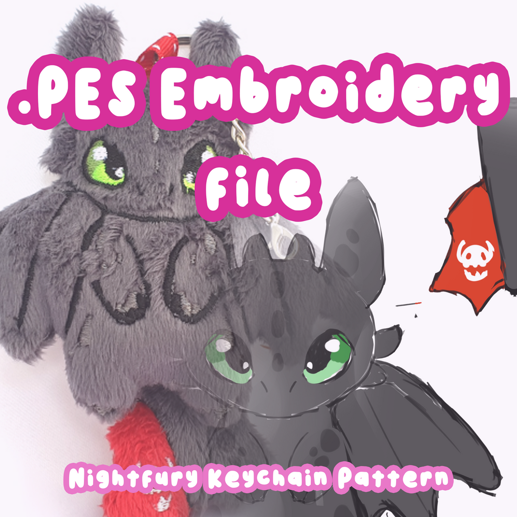 PES Keychain Embroidery File - Nightfury