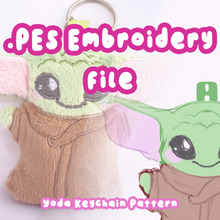 Load image into Gallery viewer, PES Keychain Embroidery File - Yoda
