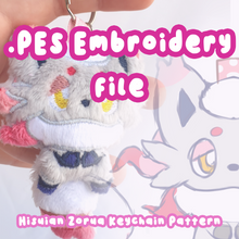 Load image into Gallery viewer, PES Keychain Embroidery File - Hisuian Zorua
